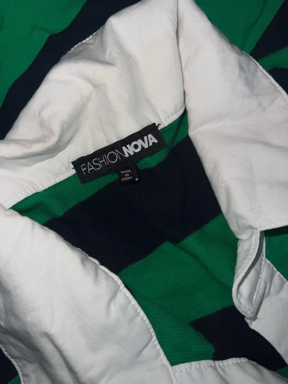 Fashion Nova Green and Black Striped Top Set - Picture 3 of 3